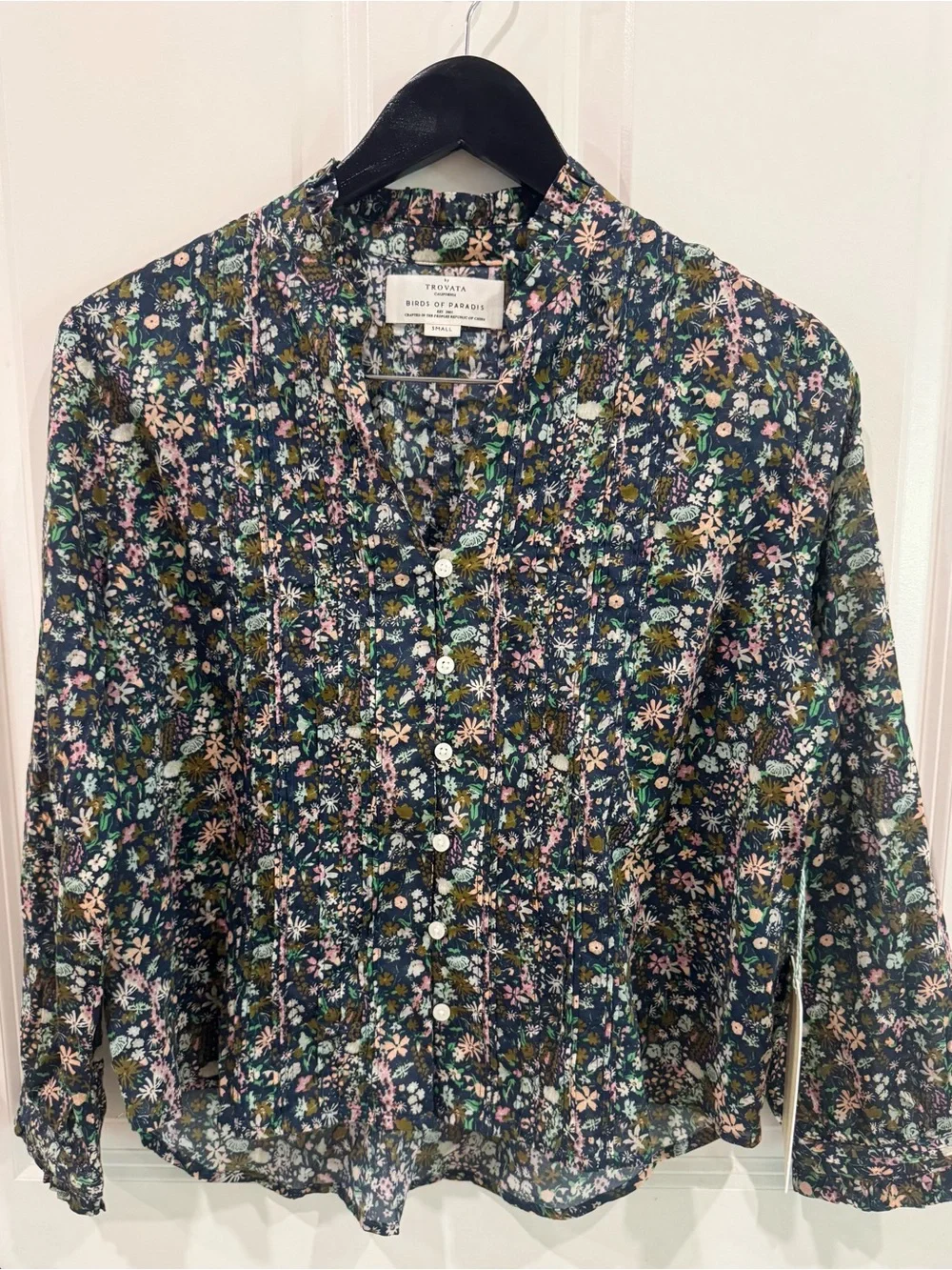 BNWT Trovata Birds of Paradis Finley Floral Pintuck Blouse size XS $288
